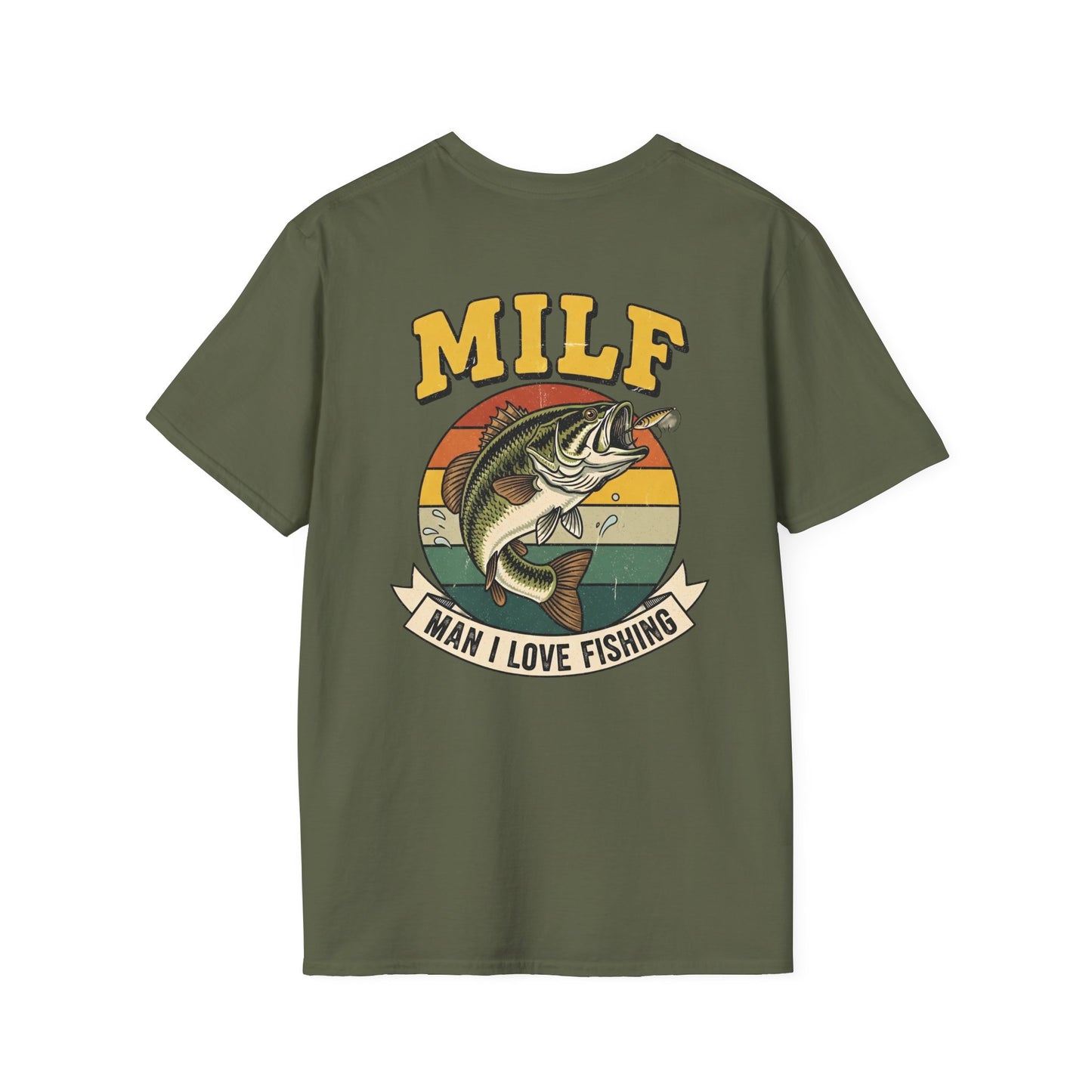MILF Man I Love Fishing T-Shirt | Bass Retro Sunset Fishing Design