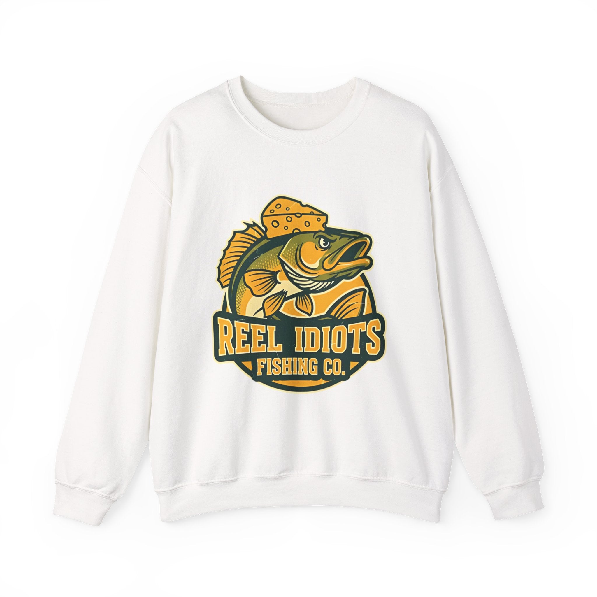 Fishing Sweatshirt — "Reel Idiots Fishing Co." Graphic Crewneck (Frictionless Back)