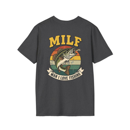 MILF Man I Love Fishing T-Shirt | Bass Retro Sunset Fishing Design