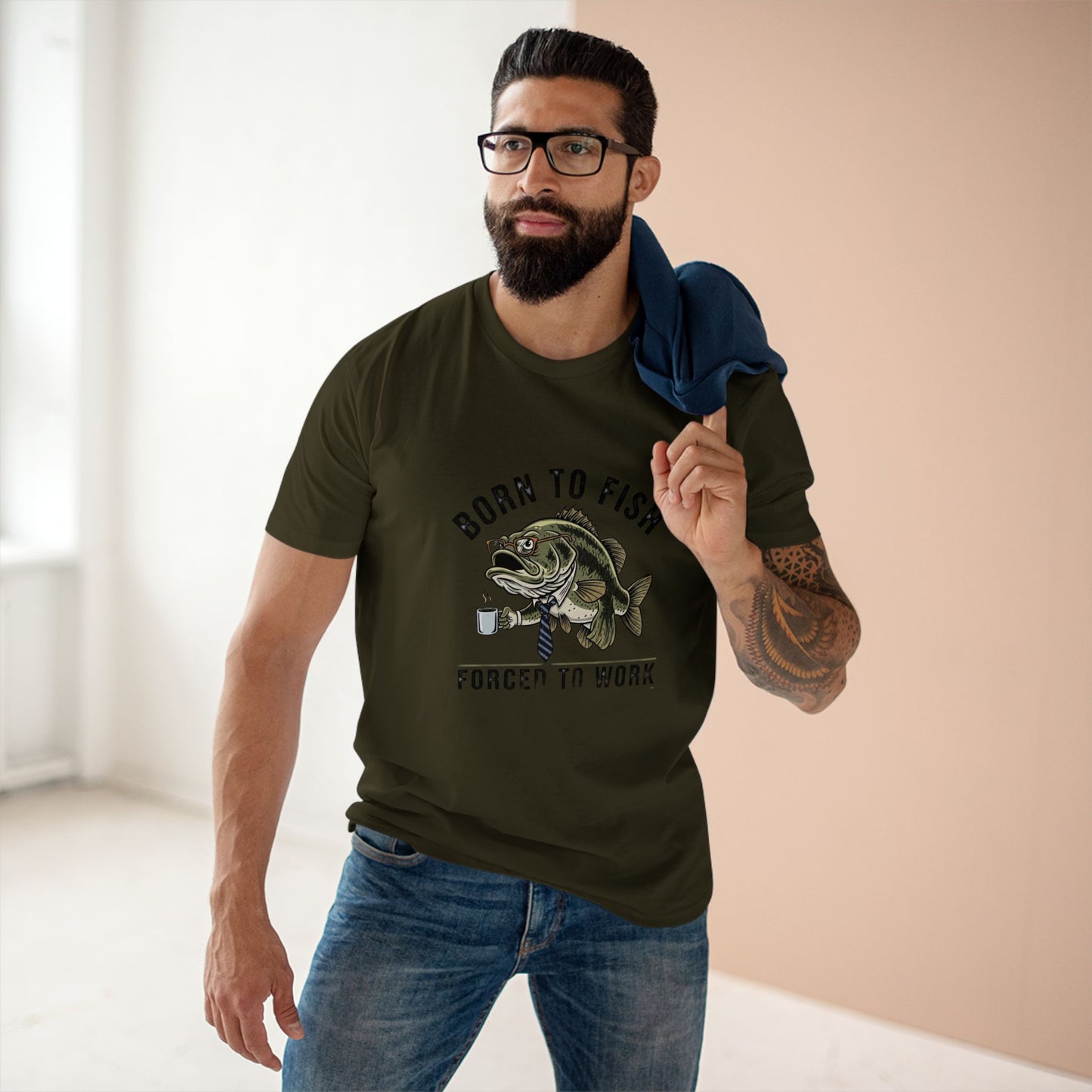 Born to Fish Forced to Work Tee | Fishing Bass Graphic T-Shirt