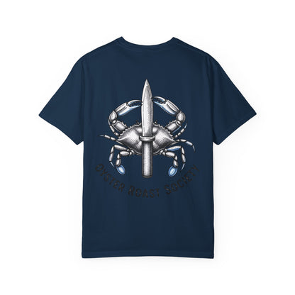 Crab Knife Logo Oyster Roast Society T-Shirt | Seafood Festival Tee
