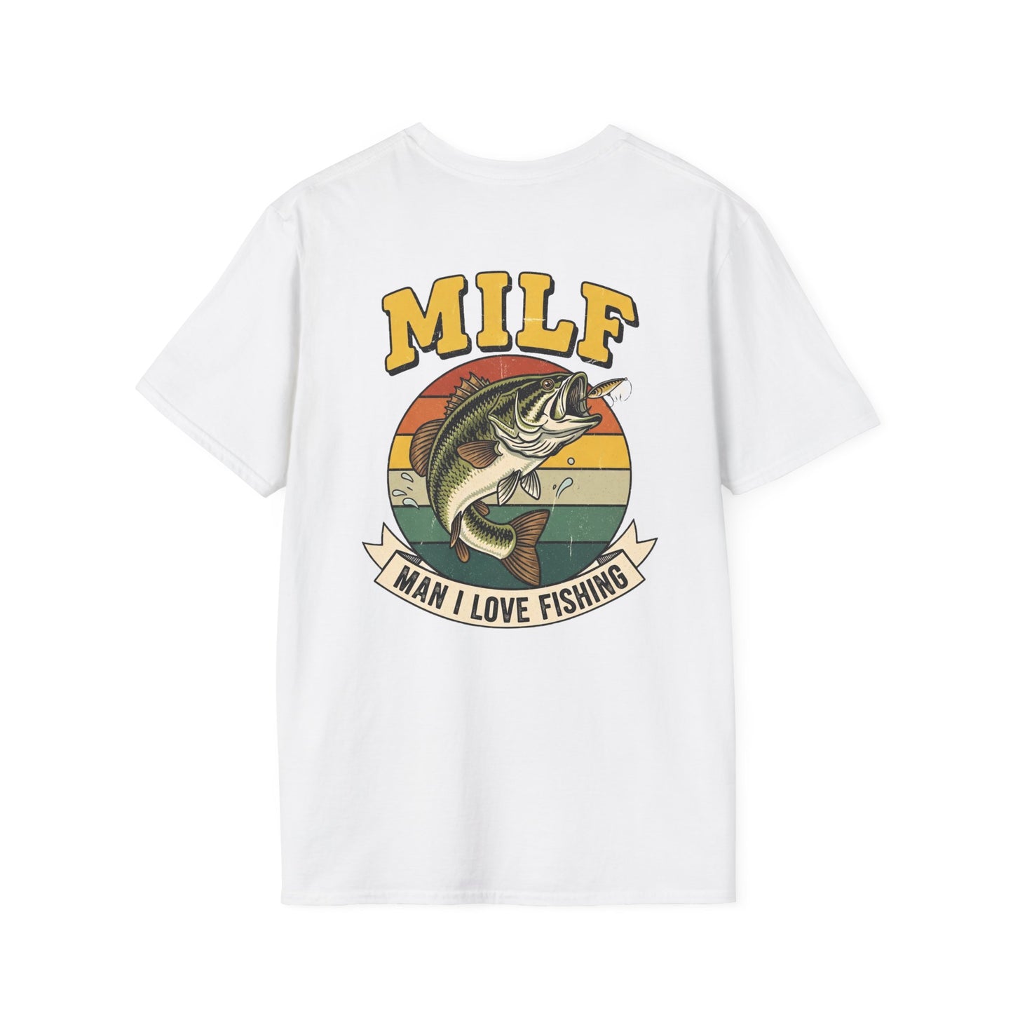 MILF Man I Love Fishing T-Shirt | Bass Retro Sunset Fishing Design