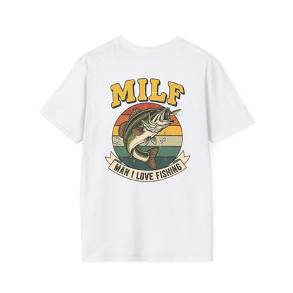 MILF Man I Love Fishing T-Shirt | Bass Retro Sunset Fishing Design