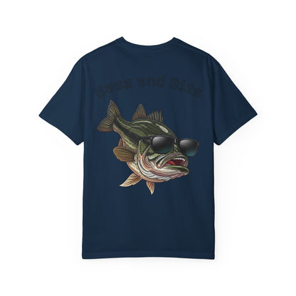 Funny Bass Fishing Shirt - 90s Laser Background School Picture - Retro Meme Tee - Cool Fish Sunglasses - Comfort Colors Humor Gift