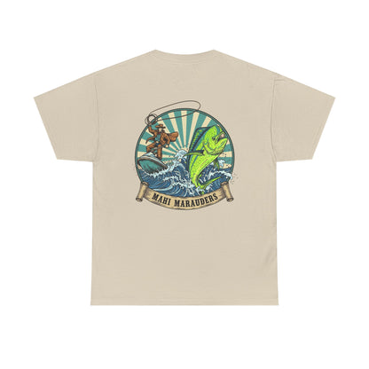 Mahi Marauders T-Shirt | Cowboy Fishing Mahi Mahi | Offshore Rodeo Art | Saltwater Cowboy Tee | Sportfishing Apparel | Bull Dolphin Shirt
