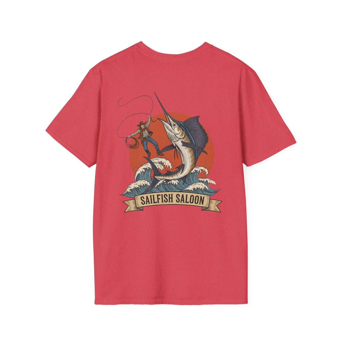 Sailfish Saloon Marlin Fishing T-Shirt | Vintage Marlin Wave Graphic