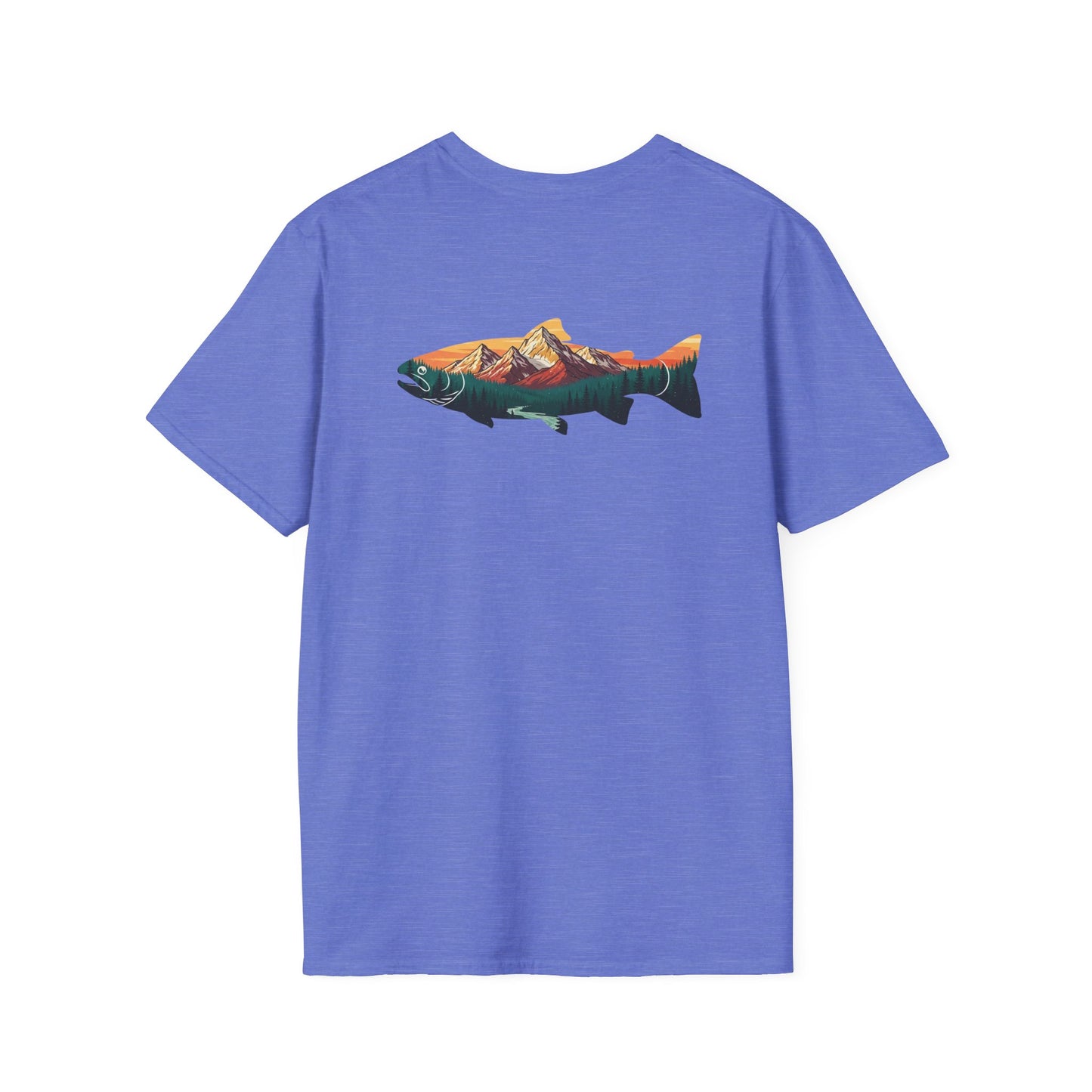 Outdoor Graphic Tee, Fishing Shirt, Mountain Range Trout Design, Nature Lover Gift, Retro Hiking T-Shirt, Camping Apparel, Adventure Shirt