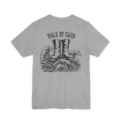 Walk By Faith Shirt - Christian Fishing Tee - Peter Walking on Water - Bible Verse Graphic - Religious Gift for Him - Comfort Colors 1717