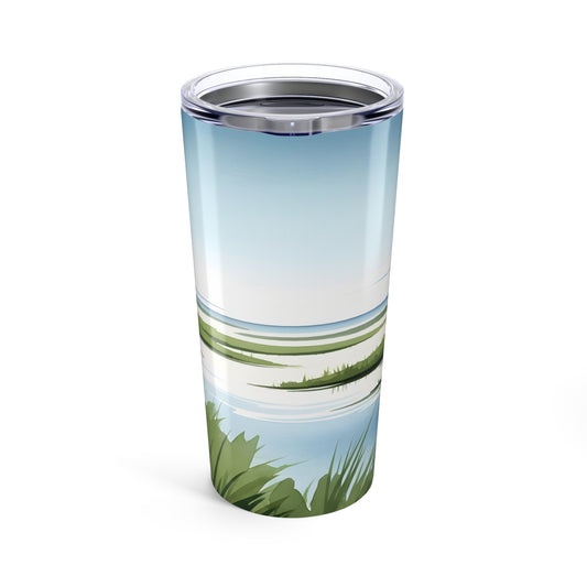 Coastal Marsh Landscape Tumbler 20oz | Seaside Wetlands Scenic Drinkware
