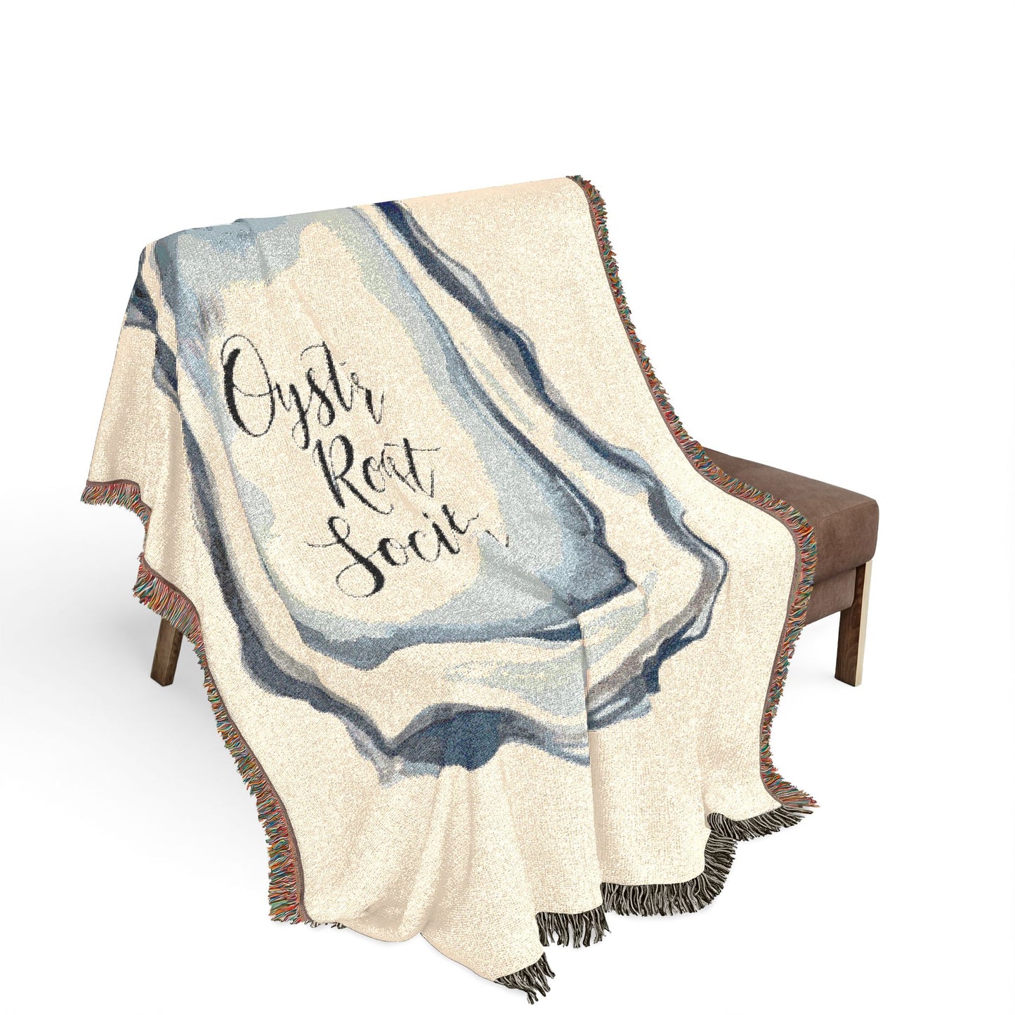 Blue Agate Slice Woven Blanket | Geode Stone Throw, Coastal Home Decor