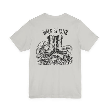 Walk By Faith Shirt - Christian Fishing Tee - Peter Walking on Water - Bible Verse Graphic - Religious Gift for Him - Comfort Colors 1717