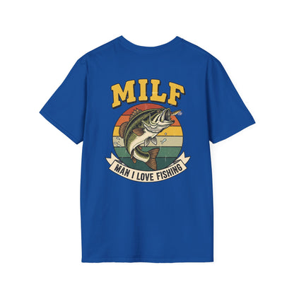 MILF Man I Love Fishing T-Shirt | Bass Retro Sunset Fishing Design