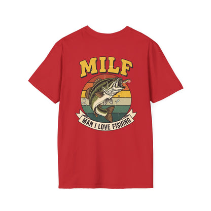 MILF Man I Love Fishing T-Shirt | Bass Retro Sunset Fishing Design
