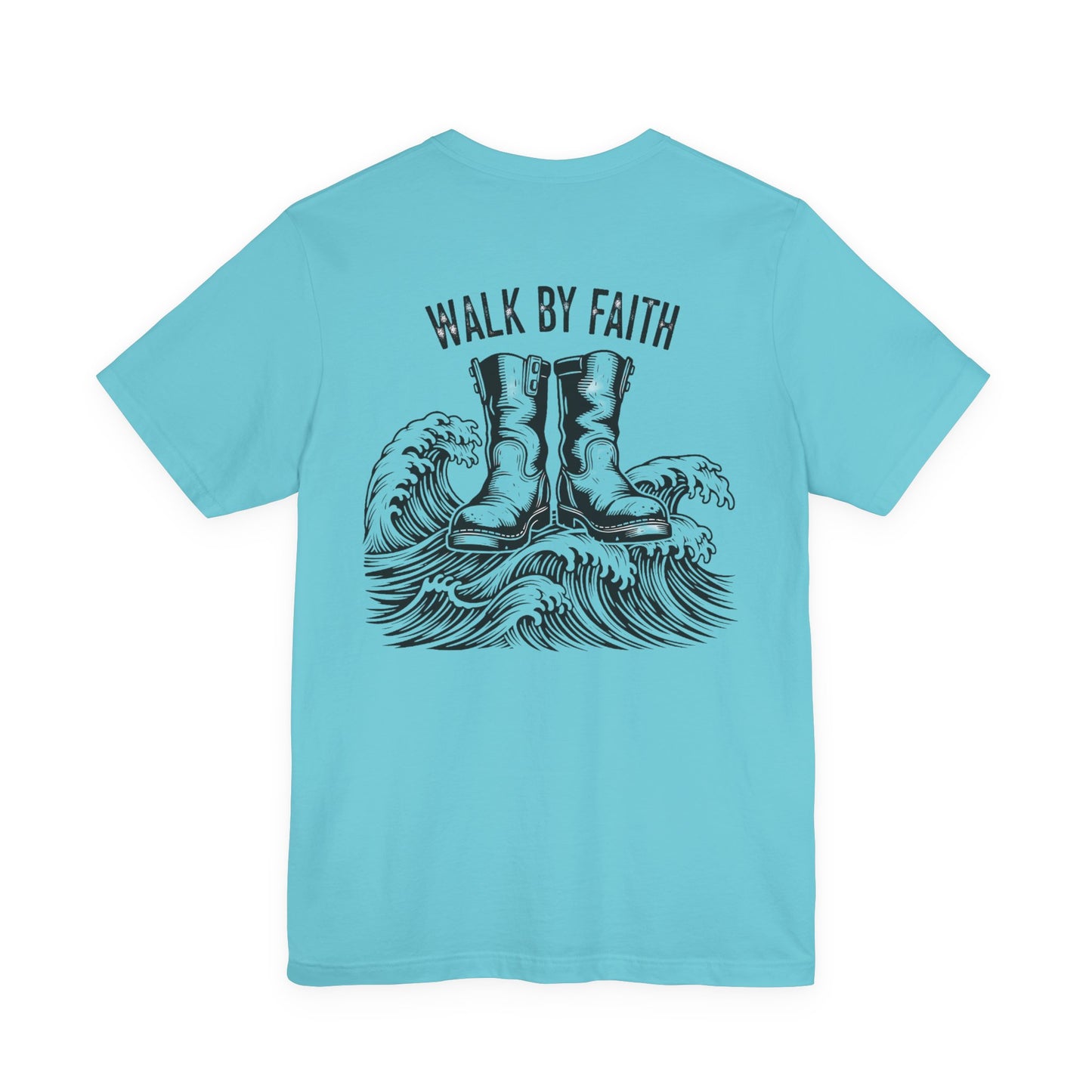 Walk By Faith Shirt - Christian Fishing Tee - Peter Walking on Water - Bible Verse Graphic - Religious Gift for Him - Comfort Colors 1717