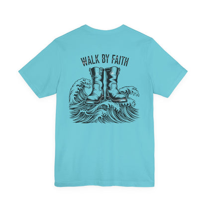 Walk By Faith Shirt - Christian Fishing Tee - Peter Walking on Water - Bible Verse Graphic - Religious Gift for Him - Comfort Colors 1717