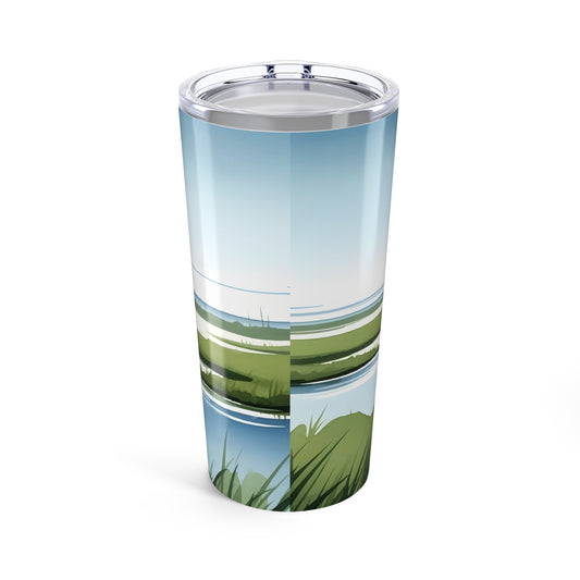 Coastal Marsh Landscape Tumbler 20oz | Seaside Wetlands Scenic Drinkware