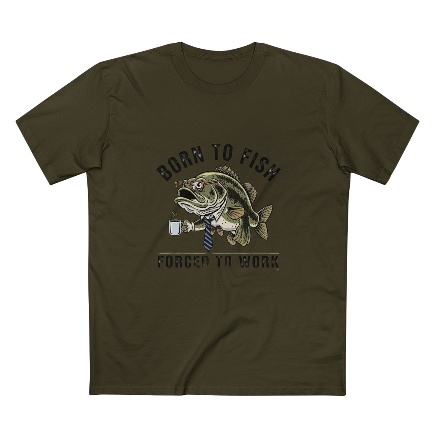Born to Fish Forced to Work Tee | Fishing Bass Graphic T-Shirt