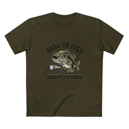 Born to Fish Forced to Work Tee | Fishing Bass Graphic T-Shirt