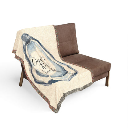 Blue Agate Slice Woven Blanket | Geode Stone Throw, Coastal Home Decor