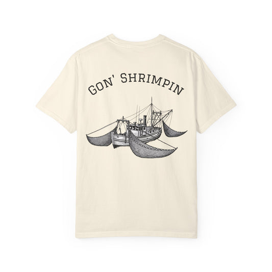 Vintage Shrimp Boat Shirt - Coastal Fishing Trawler Tee - Lowcountry Aesthetic - Nautical Etching Graphic - Comfort Colors Gift for Him
